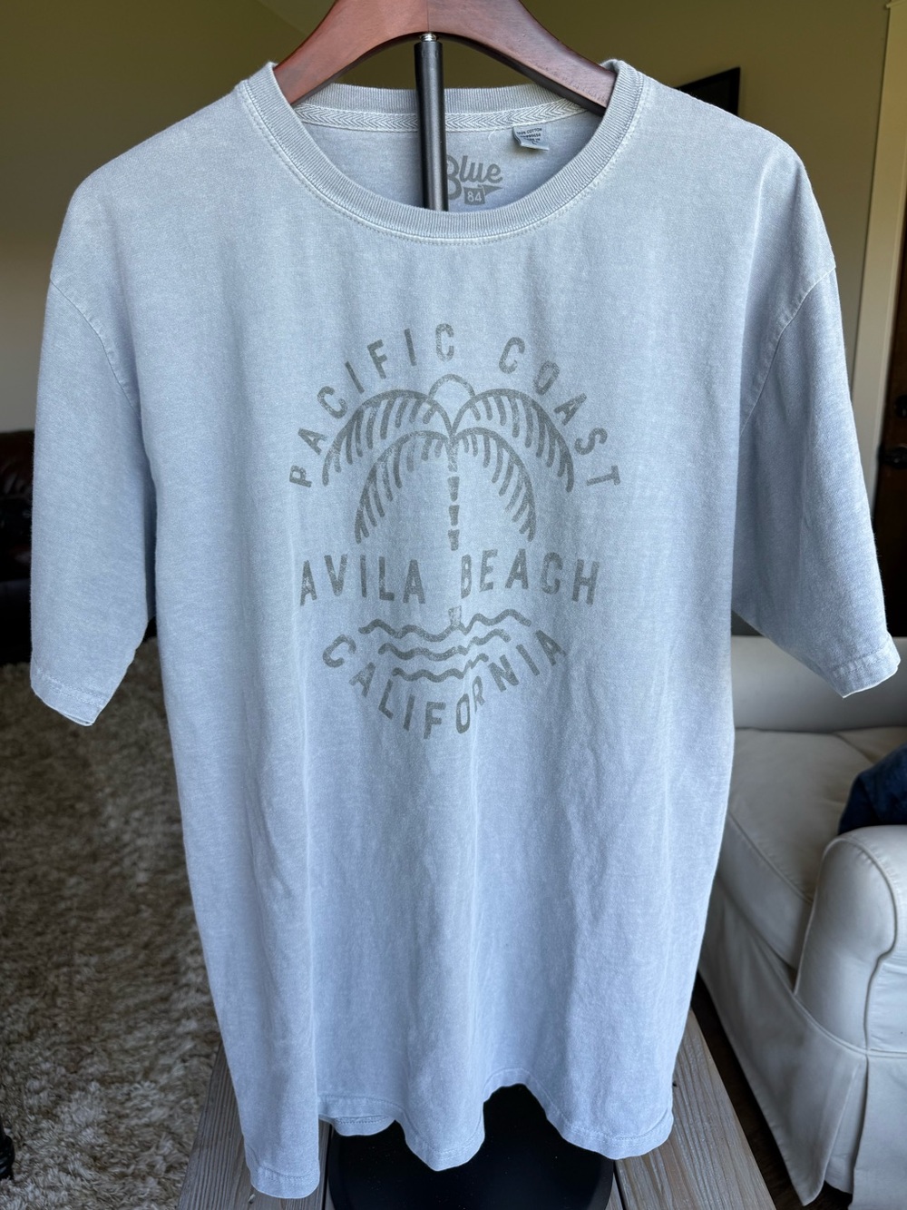 Blue 84 Men’s Gray Avila Beach 100% Cotton Graphic Tee Size Large